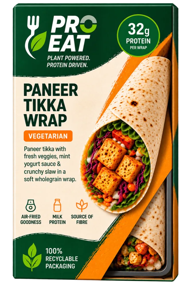 Paneer Tikka Protein Wrap packaging